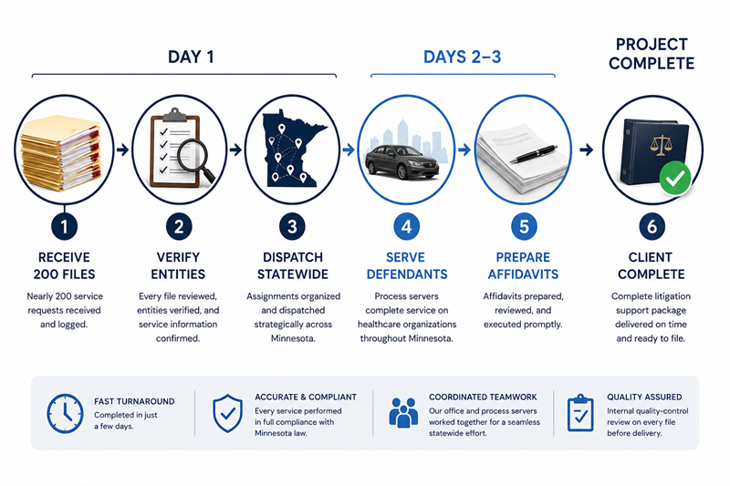 Rush process service coordination timeline for statewide requests