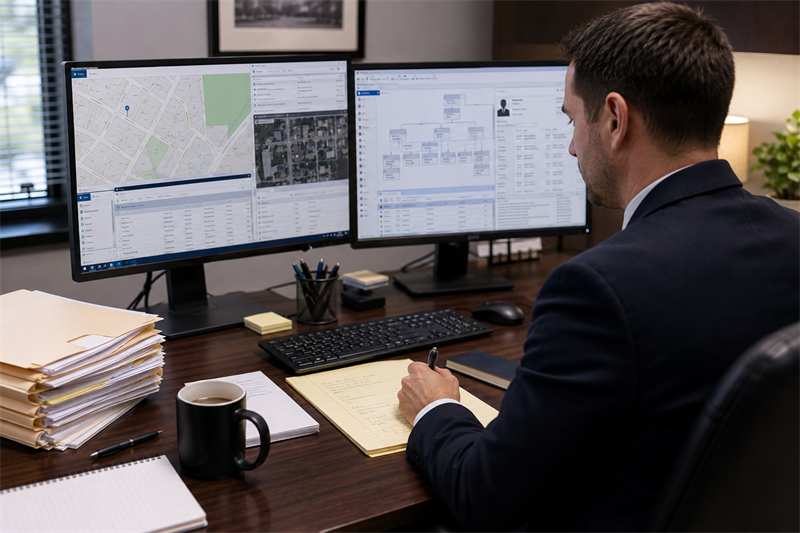 Process serving professional coordinating a service request